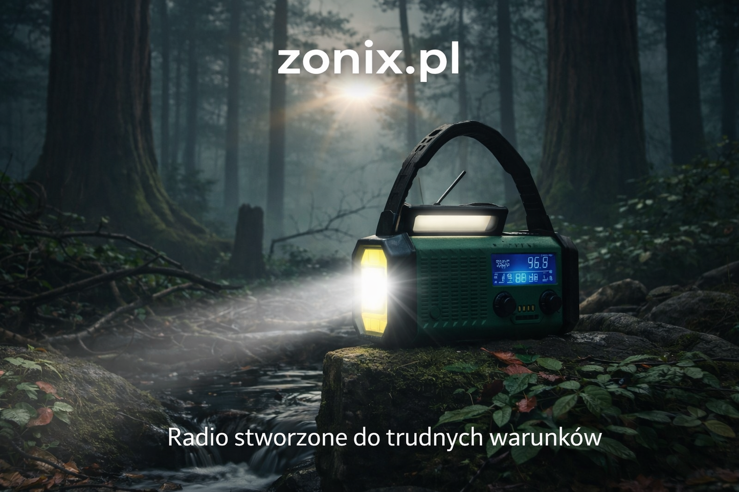 Radio Survivalowe 3w1 - panel słoneczny + korbka + powerbank