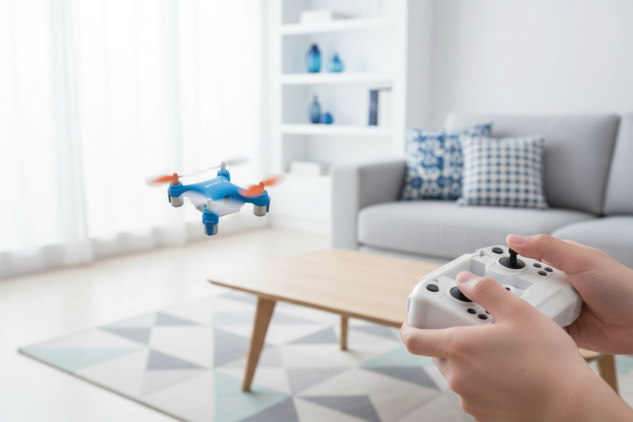 Dron w pokoju - lifestyle